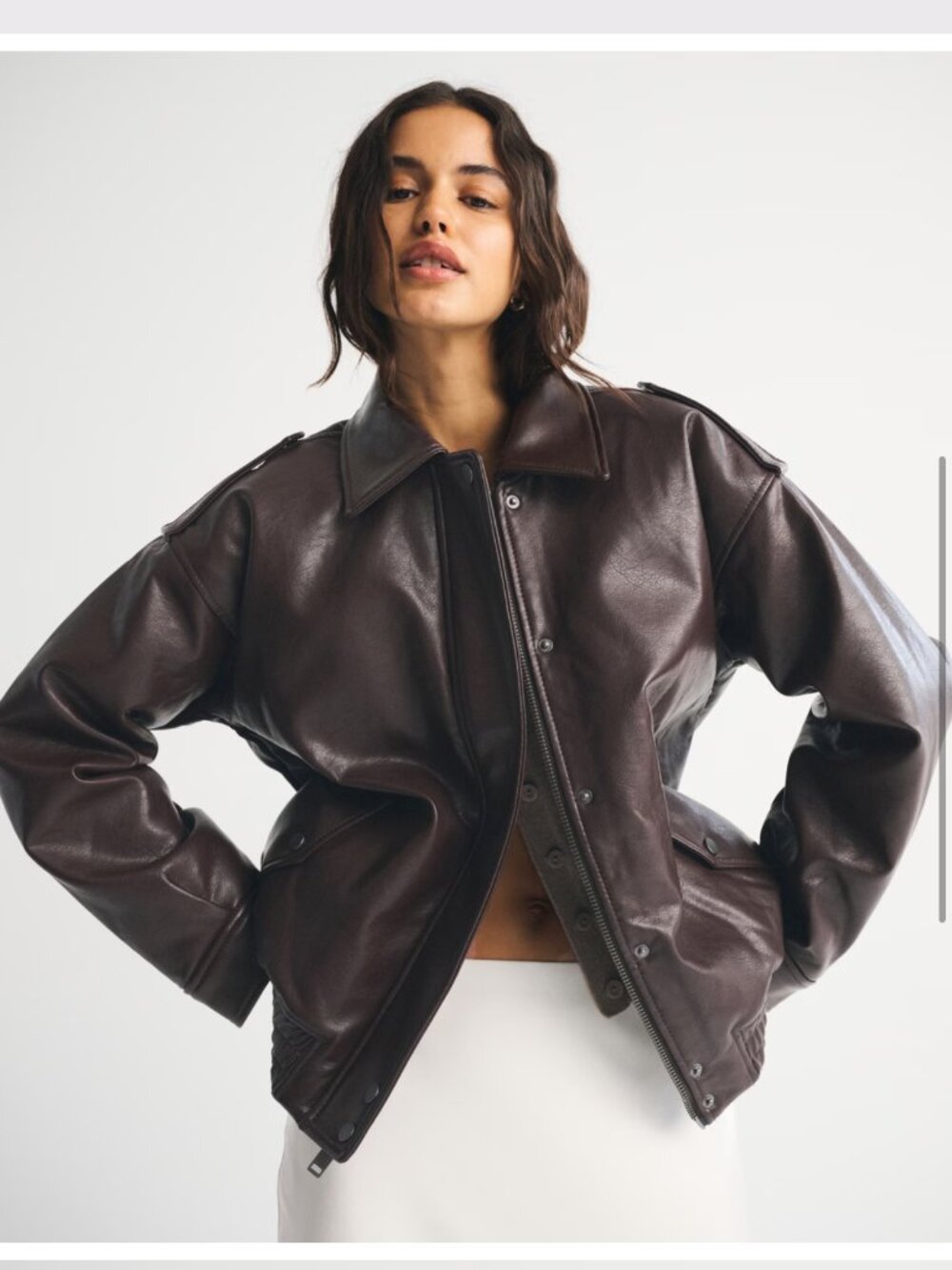 Abercrombie Vegan Leather Bomber Jacket